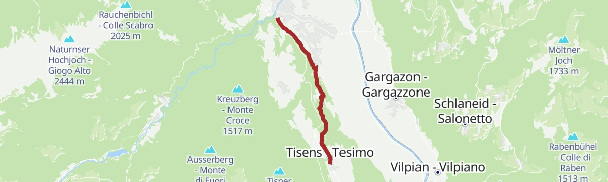 Route map: Da Lana di Sopra per il Sentiero della Roggia di Brandis e la via crucis a Tesimo